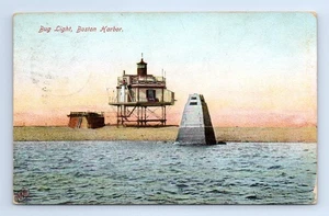 c.1907 Bug Light Lighthouse Boston Harbor Postcard Robbins Bros Narrows Channel - Picture 1 of 2