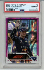 2023 TOPPS CHROME F1 FUCSIA LAVA #3 MAX VERSTAPPEN /250 PSA 10 LOW POP RARO - Foto 1 di 2