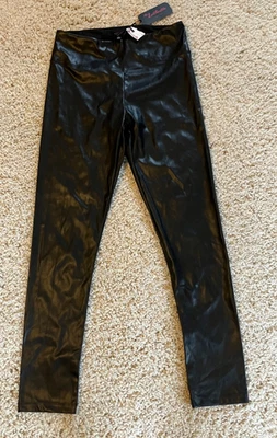 Faux Leather Leggings Womens size Large Black Saints 21 Leatherette pull on NWT - Image 1 of 4