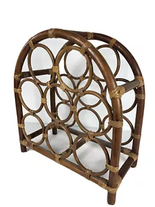 Wicker Wine Holder Shelf Rack Storage Wall Basket Woven Bathroom Vintage Brown - Picture 1 of 4