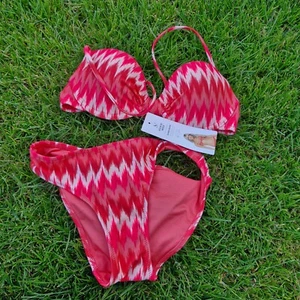Sylvie Meis Badeanzug Bikini Schwimmanzug rot/pink/weiß Gr. XS o. 34 NEU!! - Bild 1 von 3