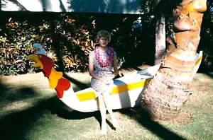 Vintage 1961 Hawaii Dame auf Hahn Ausleger Kodachrome Druck Foto 8 x 10 - Bild 1 von 1