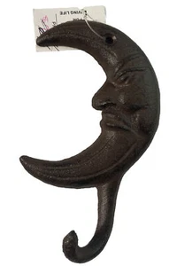 Rustic Cast Iron Crescent Moon Coat Hook Key Holder New with Tag Cottagecore - Picture 1 of 3