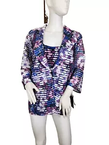 Alex Evenings Women's Set 2Pc Jacket Cami Size 1X floral Blue Purple Pink (27) - Picture 1 of 14