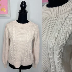 Joie 100% Merinowolle Beige Rundhals Damen Pullover (M) - Bild 1 von 7