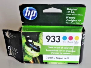 HP GENUINE 933 Color Ink 3-PACK for OFFICEJET-CYAN, MAGENTA & YELLOW- EXP 04/23 - Picture 1 of 4
