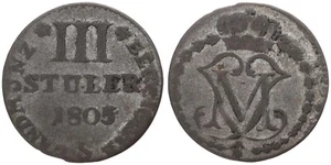 Old German States - Mountain 3 Stuiver Stuber 1805 - Silver 0.220, 1.85g Km#1 - Picture 1 of 1