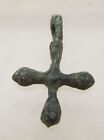 A22 ANCIENT BYZANTINE BRONZE ORNAMENTED CRUSADERS CROSS PENDANT WEARABLE