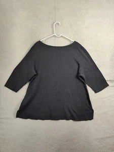 Karen Scott Women Top 3X Gray 10% Cotton 3/4 Sleeve Slit Hem Casual Fit Shirt - Picture 1 of 16