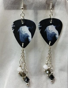 Bruce Lee Guitar Pick Earrings with Swarovski Crystal Dangles - Picture 1 of 3