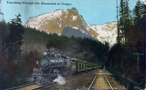 Oregon Zugfahrt durch die Berge gestempelt 1913 Postkarte - Bild 1 von 2