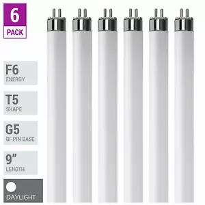 6 Pack F6T5 D 65K Tube 9" Inches 6W Watt T5 Mini Bi 2-Pin G5 6500K Daylight - Picture 1 of 4