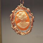 Bohemian Style Rose Gold Wire-Wrapped Cameo Pendant-Elegant Resin Cameo Necklace