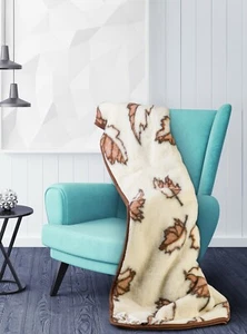 100% Merino Wool Sofa Bett Überwurf Decke Dunkel Blatt Doppel Decke 160 X 200 CM - Bild 1 von 2