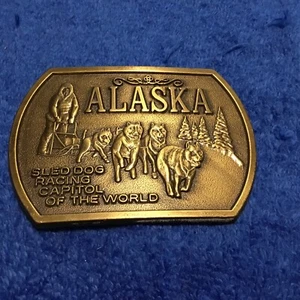 FIBBIA CINTURA ALASKA SLED DOG RACING CAPITALE DEL MONDO Spedizione gratuita - Foto 1 di 4
