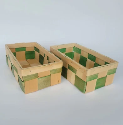 Wooden Basket, Set of 2, Handmade from pine shavings - Image 1 of 4