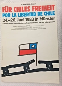 Anti Pinochet, Antifaschistisches Plakat 1983. Deutsch; Chile Thema  - Bild 1 von 2