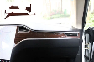 For Tesla Model X S 2014-2019 Wood Grain ABS Dashboard Co-pilot Cover Trims 3P - Picture 1 of 9