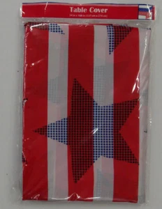 Patriotic Print - Stars & Stripes Drape Plastic Tablecloth 54" X 108" - Picture 1 of 1