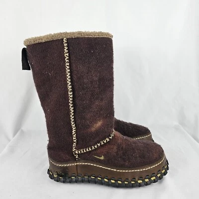 Botas de inverno Nike ACG 2008 femininas forradas de pele lã Valenka tamanho 6 marrom 329979-331 - Imagem 1 de 4