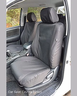 Fundas de asiento extra resistentes a medida Toyota Hilux AN120 2015+ impermeables negras Foto 1 de 4