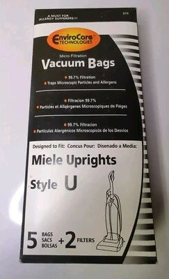 5 Miele Upright EnviroCare Micro Filtration Style U Vacuum Bags & Filters - Image 1 of 4