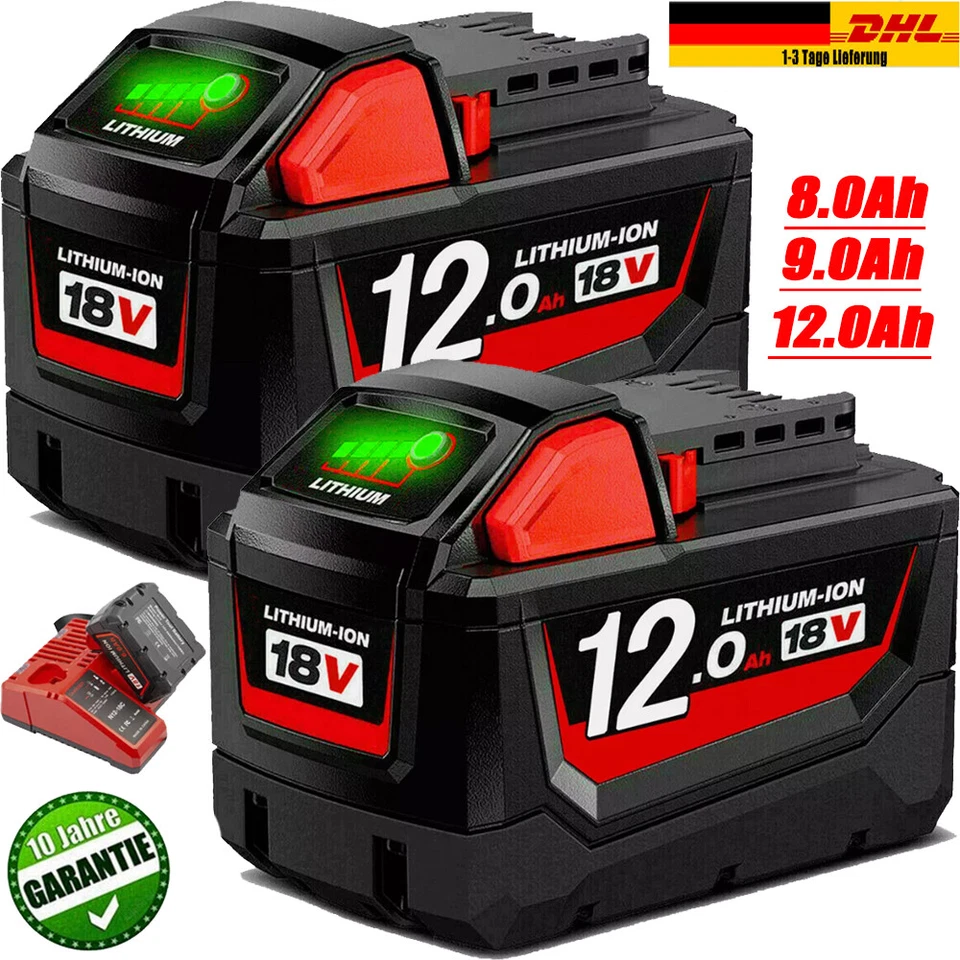 FÜR MILWAUKEE 2X Batería Original 12 Ah M18B12 Para Milwaukee M18 18V Li-Ion 48-11-1860 48-11-1812