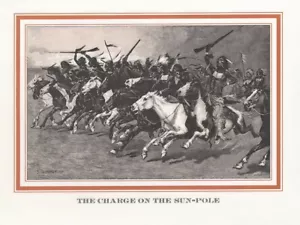 Das Aufladen am Sonnenmast von Frederic Remington Western Kunstdruck kostenloser Versand - Bild 1 von 3