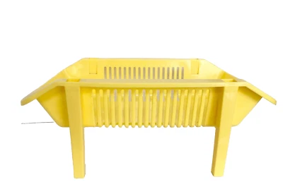 Cesta de plástico vintage Rubbermaid empilhável armazenamento amarelo - Imagem 1 de 4
