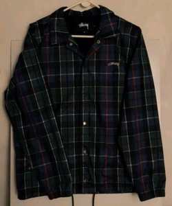 Chaqueta Stussy Cruize Coach para hombre azul marino rojo verde a cuadros 115353. Med. Big Block - Imagen 1 de 7