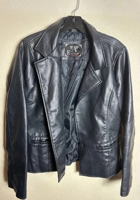 Chaqueta de moto de cuero negra Emporio Armani para mujer talla M ligera **Des** Foto 1 de 4