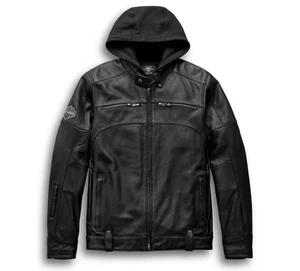 Chaqueta de motociclista Harley Davidson 3 en 1 negra con basculante para hombre chaqueta de cuero de vaca - Imagen 1 de 11