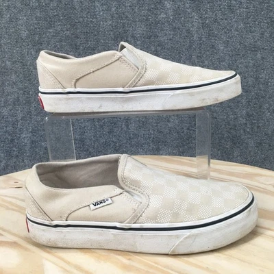 VANS Zapatos Mujer 5 Asher Parte Superior Baja Skateboarding Cuadros Tenis Beige Foto 1 de 4