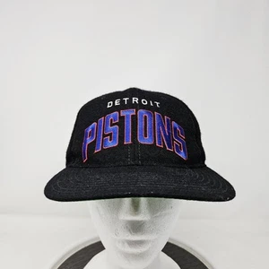 De colección Detroit Pistons Starter Hat Gorra Negra Lana Snapback NBA Arch Spellout - Imagen 1 de 7