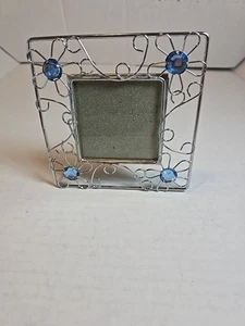 Square Picture Frame Blue Flowers - Picture 1 of 4