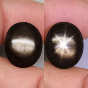 23.58Ct. Unheated Star Sapphire Large Size! 6 Rays Gold-Black Cabochon Thailand - Picture 1 of 7