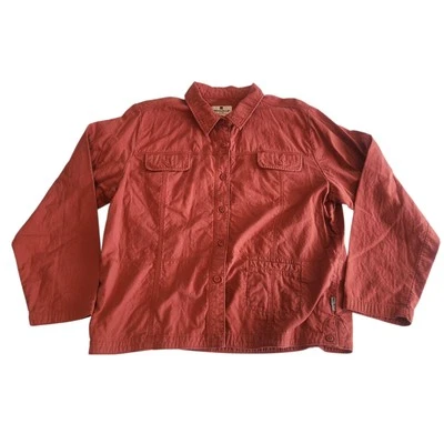 Chaqueta de algodón Woolrich sin forro luz abotonada henna roja para mujer XL   Foto 1 de 4