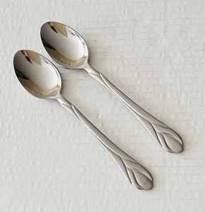 Hampton Silversmiths Stainless Lily Frosted 2 Teaspoons Frost Handle Glossy Bowl - Picture 1 of 5