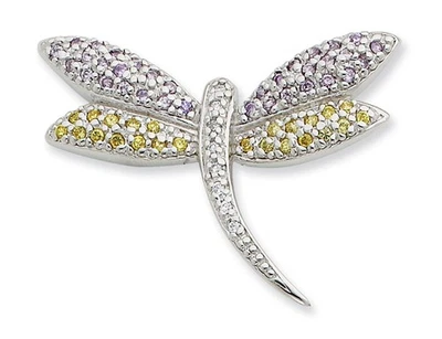 Simulated Cubic Zirconia Dragonfly Pin Brooch in Sterling Silver - Image 1 of 2