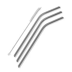 3 Stück Mehrweg Edelstahl Metall Trinkhalme Mehrweg Strohhalme + 16639 - Bild 1 von 8