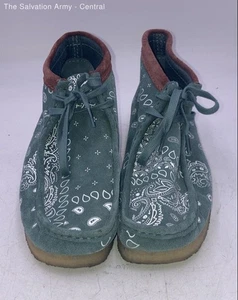 Clarks Originals Mens Wallabee Green Paisley Suede Ankle Chukka Boots Size 10M - Picture 1 of 7