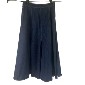 Falda midi acampanada vintage de mezclilla azul oscuro Jean Aline Sears talla SM* - Imagen 1 de 10