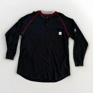 Bocomal FR Henley Long Sleeve Shirt - Fire Resistant - Black Red CAT 2 NFPA 2112 - Picture 1 of 18