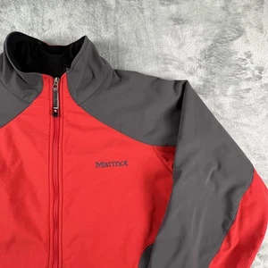 Marmot Windstopper Softshell Jacket Mens Large Red Gray Full Zip Hiking Fleece - Picture 1 of 16