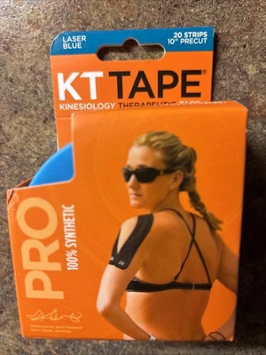 Cinta deportiva elástica KT Tape Pro 100 % sintética láser azul 20 tiras precortadas de 10" Foto 1 de 4