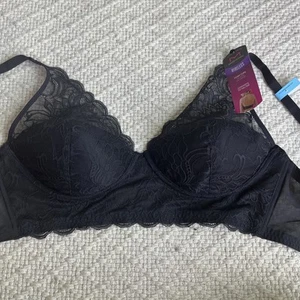 NWT Maidenform 36C Pure Comfort Lace Longline Wireless Bralette DM1188 Black $40 - Picture 1 of 10