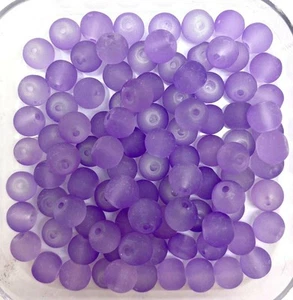 Frosted Round Glass Beads - choice of colours, sizes 4mm 6mm 8mm 10mm - Picture 1 of 38