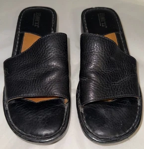 Born Black Leather Slide Sandals Slip On Comfort Footwear Size 8 M/W B30724 - Picture 1 of 7