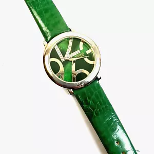 Studio Time Quartz Watch Green Band Rhinestone Gold Modern Fashion Wristwatch - Picture 1 of 7