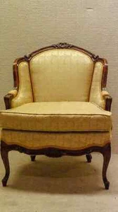 Walnut French Living Room Club Chair 19th Century Newly Upholstered & Restored - Picture 1 of 12